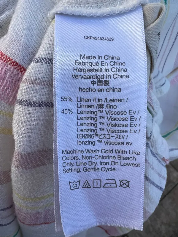 Madewell Women's Small Linen Blend Pastel Rainbow Stripe Button Up Shirt - Image 7