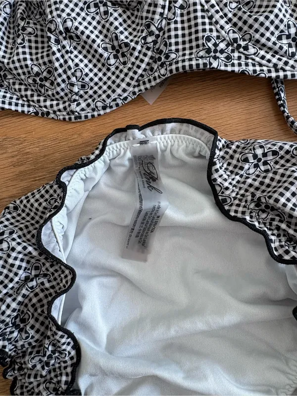 Frankie's Bikinis Black & White Gingham Ruffle Bikini Set - Image 3