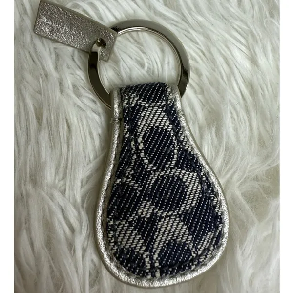 Vintage COACH y2k SIGNATURE TEAR DROP KEY RING Denim Charm - Image 2