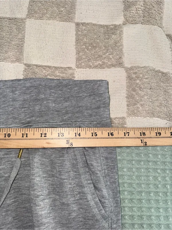 Lauren Ralph Lauren Gray Knit Jogger Pants Womens Size M Drawstring Tapered - Image 3