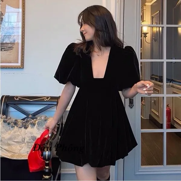 Par Violet National Anthem Velvet Babydoll Dress Mini Black‎ Small NWT - Image 12