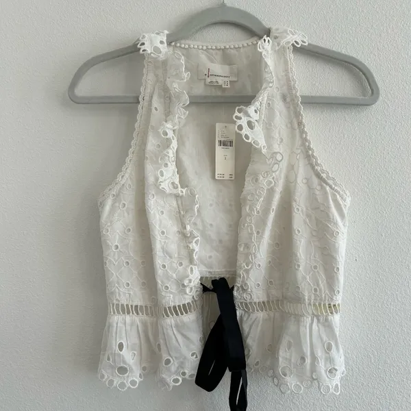 Anthropologie Deep V Eyelet Tank - Image 2
