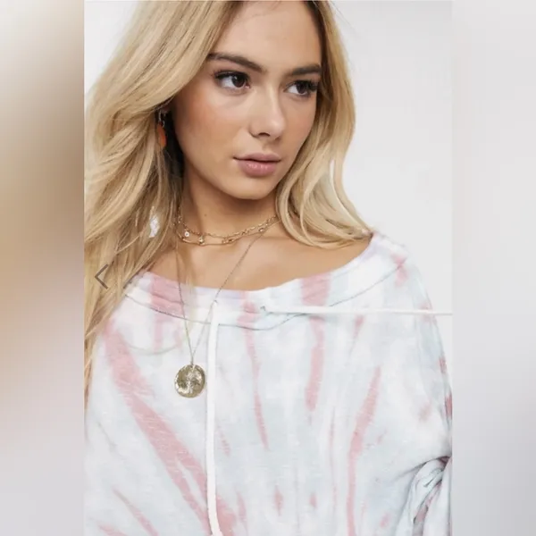 We The Free Pink & White Tie-Dye Pullover Hoodie - Image 4