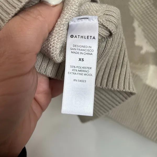 Athleta Merino Extra‎ Fine Blend Neutral Beige Tanish Lounge Sweater Size XS - Image 6