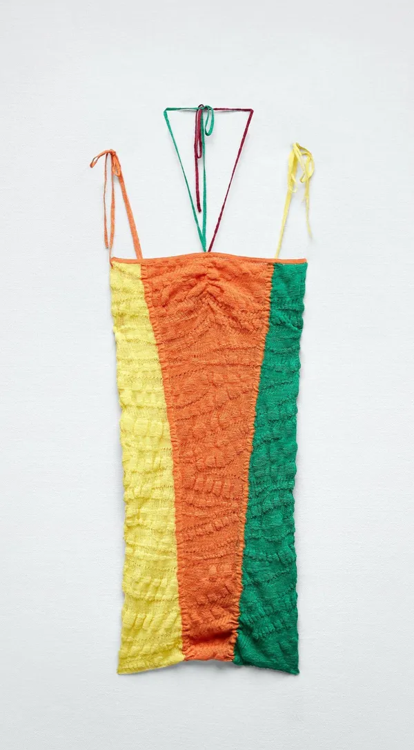ZARA Linen Blend Knit Mini Halter Lightweight Dress - Image 6