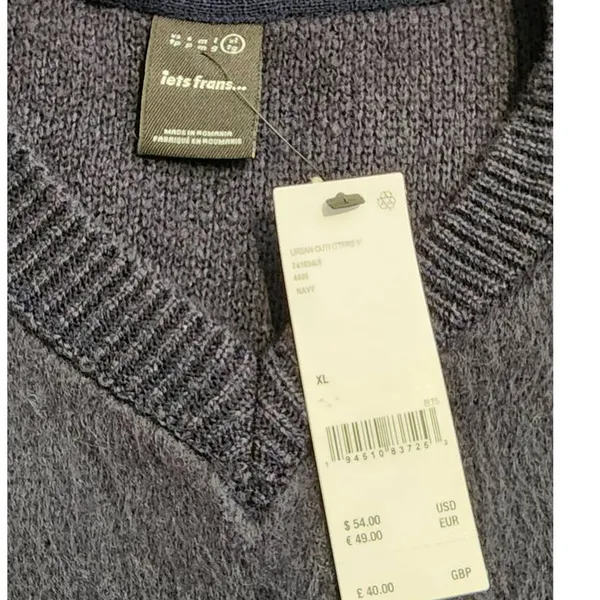 iets frans... Urban Outfitters Fluffy Knit Vest Navy Blue Unisex L NWOT - Image 3