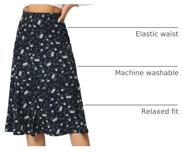 Allegra K Floral Midi Skirt - Image 4