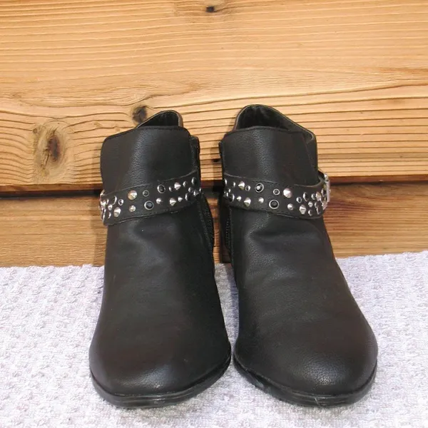 Sam Edelman Black Vegan Leather Studded Boots - Image 3