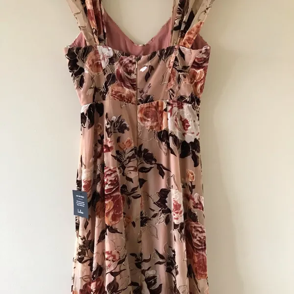 Composed Beauty Blush Pink Burnout Velvet Floral Midi Dress, NWT - Image 9