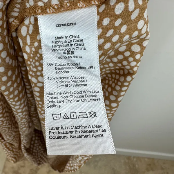 Madewell V Neck Balloon Sleeve Maxi Dress Spiral Dot Tan Smocked Boho US 00 NWT - Image 11