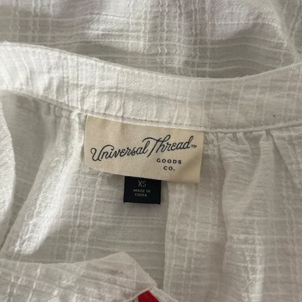 Womens Embroidered Peasant Blouse Size XS White BOHO Cotton Lightweight - Image 3