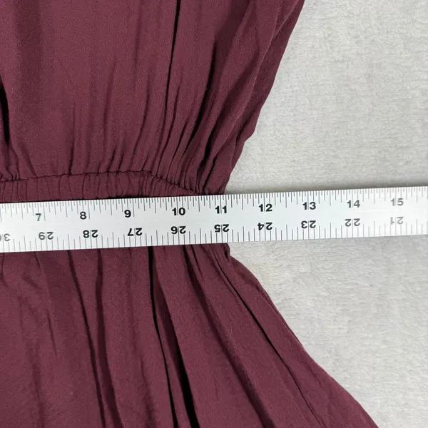 Rachel Pally Burgundy Ruffle Bell Sleeve Mini Dress XS Maroon Button Front‎ Boho - Image 5