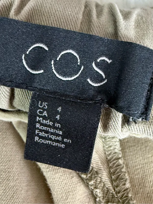 COS Pull On Wide Leg Pants Size 4 Olive Green Cotton Lyocell - Image 4