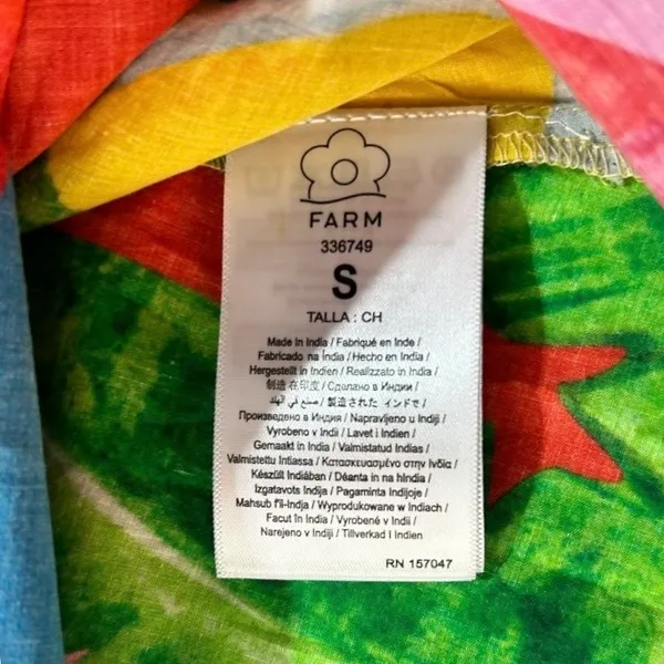 Farm Rio Summer Picnic Midi Dress Small Belted Cotton Sleeveless Tropical - Image 12
