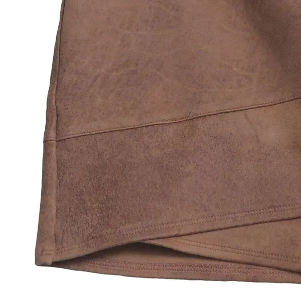 Free People Straight Skirt Women's 4 Brown Solid Mini Tiered Vegan Leather - Image 2