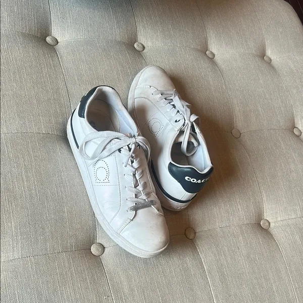Coach Lowline Leather Optic Sneaker Optic White/Midnight Navy Size 38.5 - Image 2