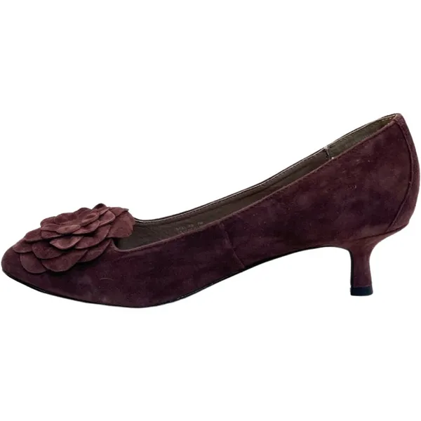 Donald J. Pliner Burgundy Red Suede Kitten Heel Flower Toe Pumps sz 7 NEW No Box - Image 6