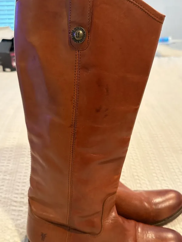 Frye Melissa Button Riding Boots Cognac Leather - Image 4
