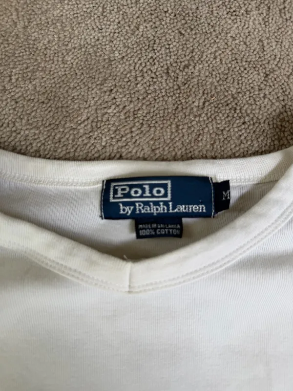 Polo Ralph Lauren White V-Neck T-Shirt Men’s Medium - Image 4