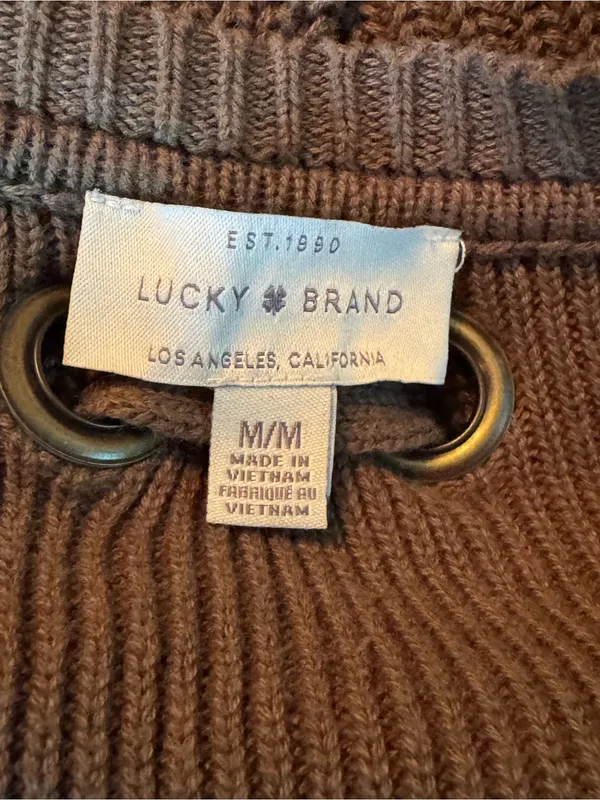 Lucky brand Lace-Back Chunky Knit Sweater - Olive - Image 7