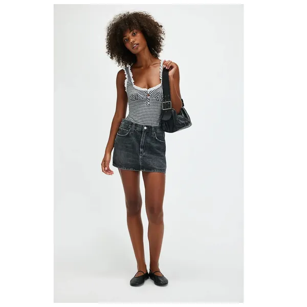 NEW Free People Cassie Gingham Ruffle Bodysuit Size Large - Image 5