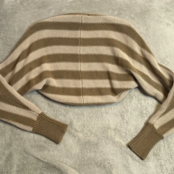 Nicholas Striped Shrug Sweater Womens M Layering Chunky Knit Bolero Cropped - Image 10