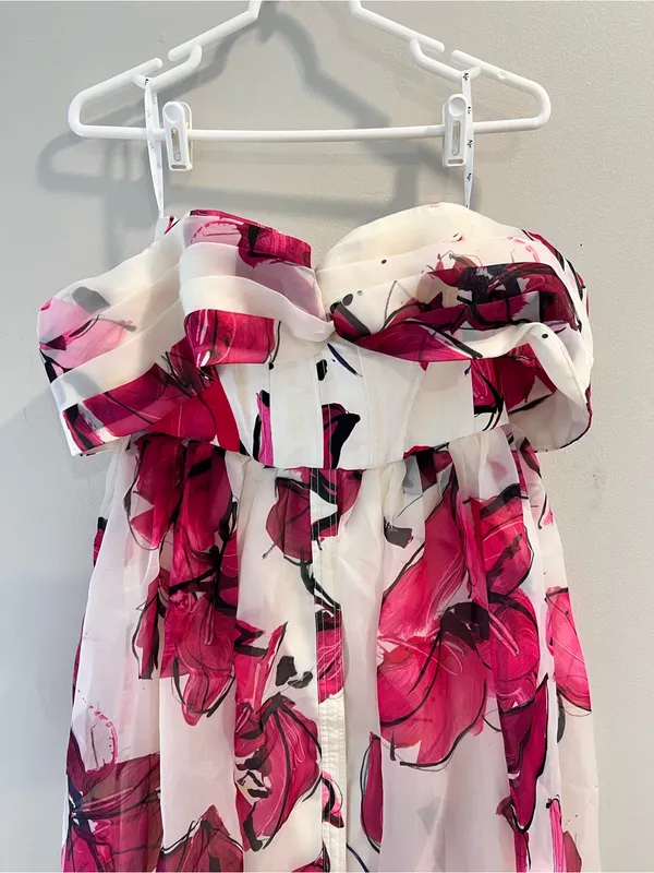 NWT Aje Cordelia Corsetted Maxi Dress In Falling Florals Pink Size 12 - Image 6