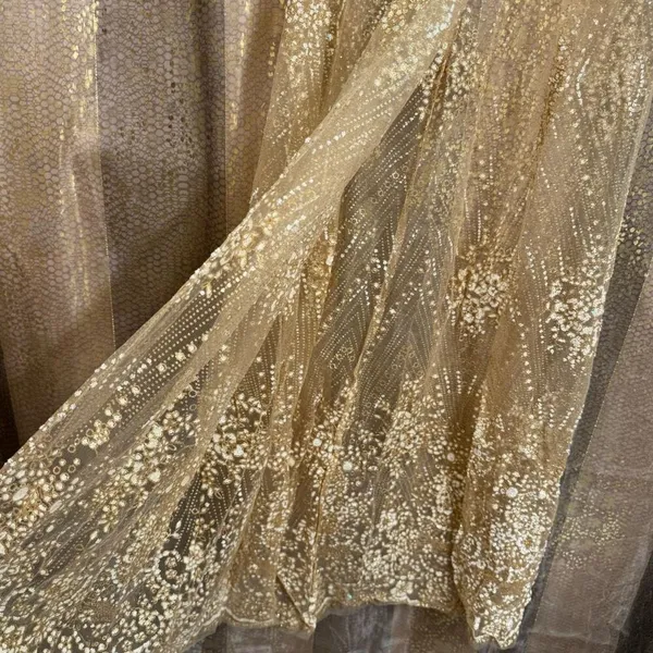BLITHE Skirt Shorts Top Set Nude‎ Sparkly Gold Glittery Mesh Girly Outfit XS/S - Image 8