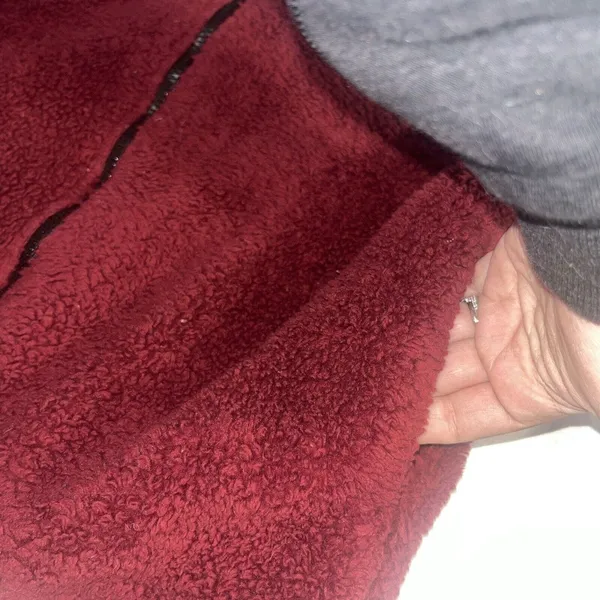 Victorias Secret PINK Teddy Full Zip relaxed jacket cozy fleece sherpa Maroon S - Image 4