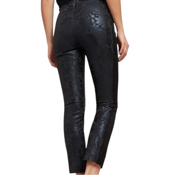 Anthropologie The Essential Skinny Pants Black Jacquard Paisley Foil Print 0 - Image 2