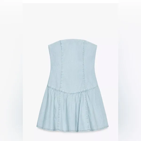 Zara TRF DENIM‎ BANDEAU DRESS - Image 4