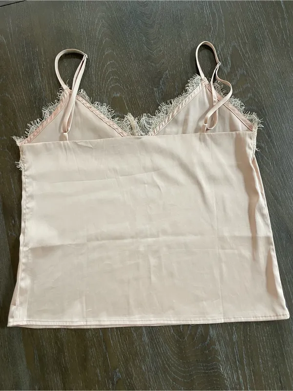 Petal & Pup Soft Blush Satin Lace Cami - Image 3