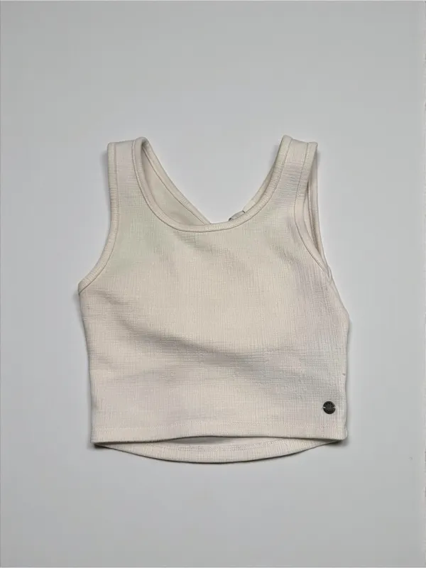 Roxy‎ White Cross-Front Ribbed Crop Top - Image 2