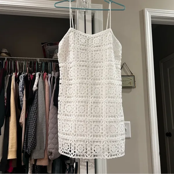 Zara White Crochet Mini Dress - Image 8