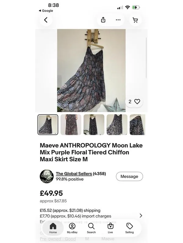 ANTHROPOLOGIE Moon Lake Maxi Skirt by Maeve Sz S - Image 8