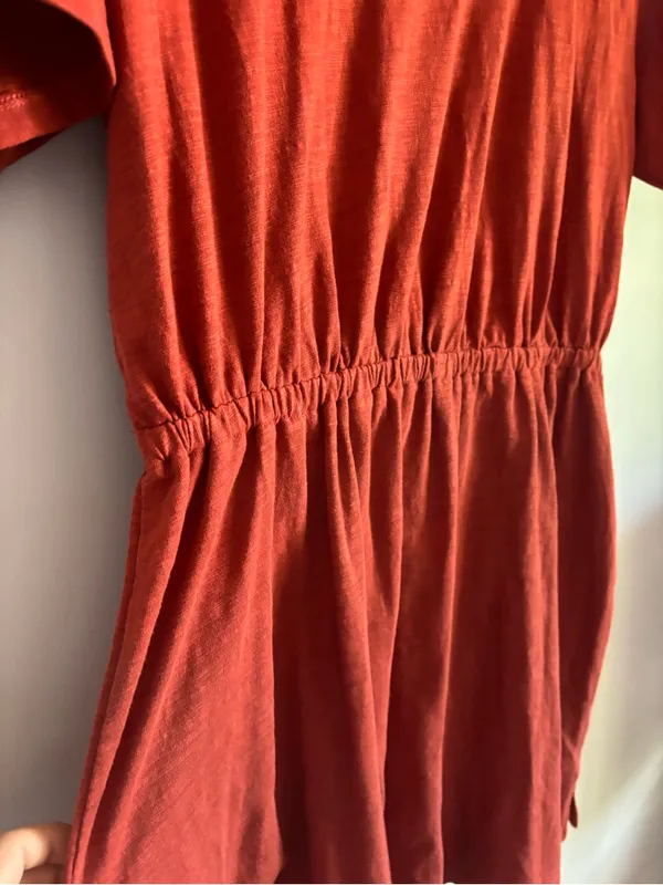 Old Navy Waist Defined Short Sleeve Fox Orange Slub Knit Mini Dress - Image 6
