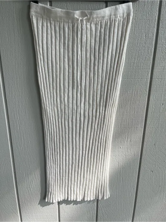 Free‎ People FP Beach Cotton Blend Ribbed Knit Veda Midi Skirt Ivory Size S - Image 2