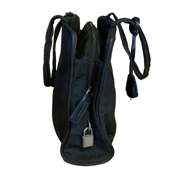 Prada Black Nylon Tessuto Shoulder Bag With Lock & Key - Image 5