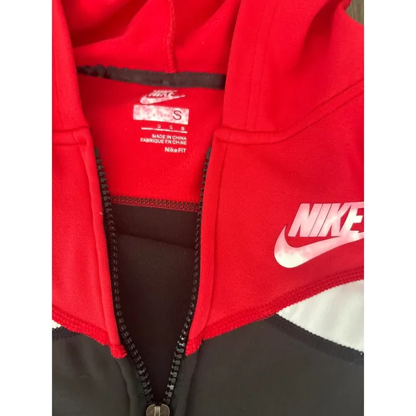 Nike Womens S Red Black White Colorblock Full Zip Hoodie Nike Fit Track Jacket - Image 5