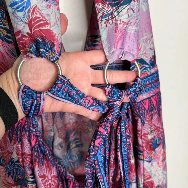 Free People Daydream Floral Butterfly Print Dress Boho Festival Feminine Sz L‎ - Image 9