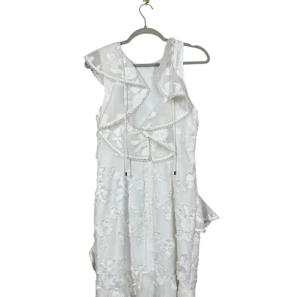 KEEPSAKE The Label White Floral Embroidered Ruffle Midi Dress Bridal Romantic - Image 7
