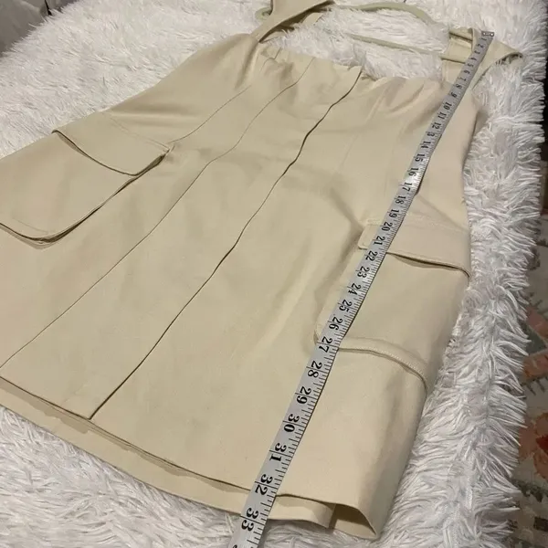 L’academie Ashleigh Stretch Cotton Cargo Mini Dress in Khaki Beige XL - Image 7