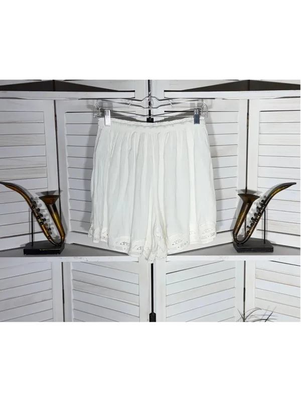 NWOT Aerie white oversized beach shorts cotton lace lightweight coquette coastal - Image 2