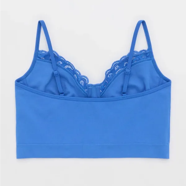 Aerie Blue Superchill Seamless Lace Trim Corset Tank Top Bralette - size XL - Image 7