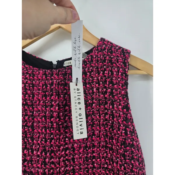 Alice + Olivia Dress Womens 6 Black‎ Wild Pink Tweed Mini NEW - Image 3