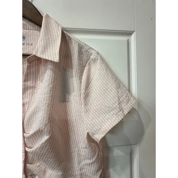 Renwick Sport Pink Stripe Seersucker Court Dress Large Tennis Preppy Coastal - Image 4