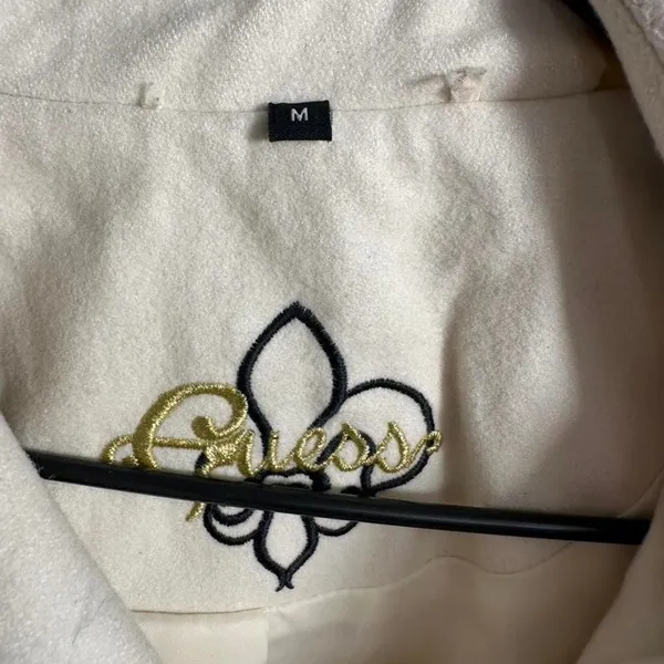 E4. Guess white peacoat with gold embroidery Size M - Image 2