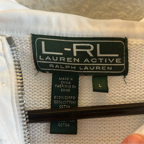 Ralph Lauren Active White Sweater Large Preppy Trendy - Image 4