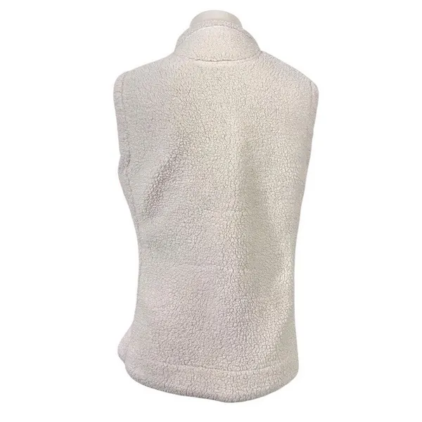 Calvin Klein Women's Sherpa Fleece Vest Cream Full Zip Mock Neck Large Teddy‎ - Image 4
