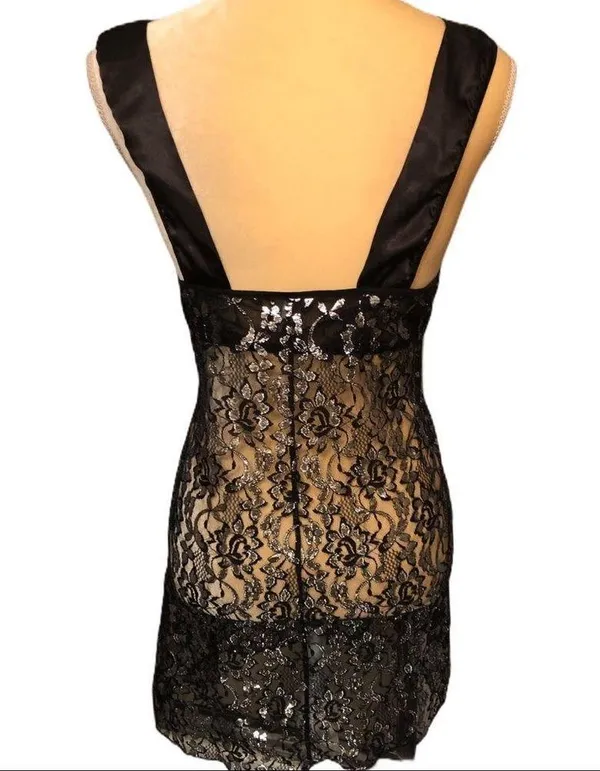 Black lace nighty Black Size M - Image 4